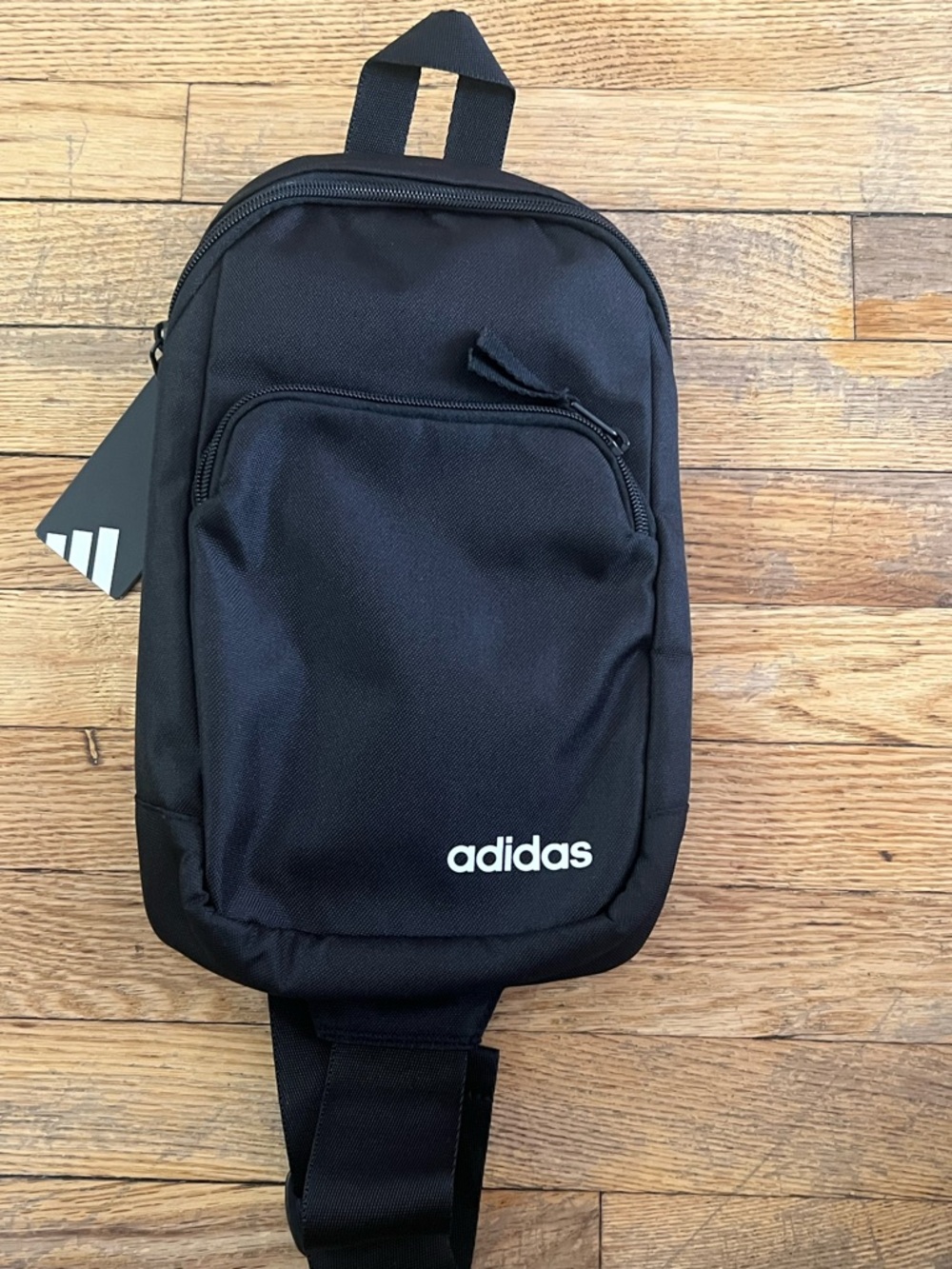 adidas Black Sling Belt Bag with White Logo